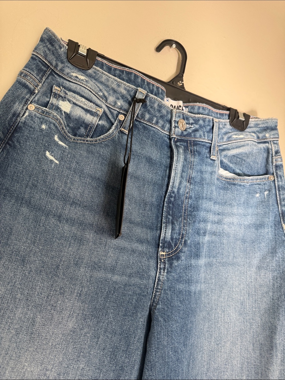 NWT PAIGE Harper Wide Leg Jeans in Art Piece Distressed 31 - Picture 3 of 7